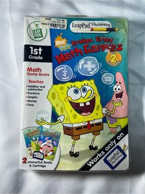 Vintage LeapFrog LeapPad Plus Writing Brainy Briny Math 1st Grade SpongeBob NEW